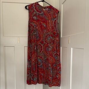 J Jill Paisley Red Sleeveless Swing Dress